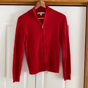 Tommy Hilfiger Full Zip Size M Red Cable Sweater